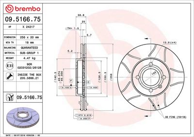 Тормозной диск BREMBO 09.5166.75