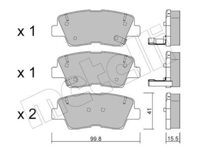 Bremžu uzliku kompl., Disku bremzes METELLI 22-0886-0