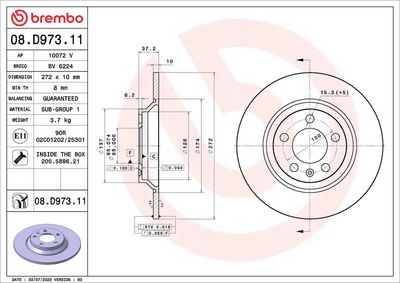 Тормозной диск BREMBO 08.D973.11