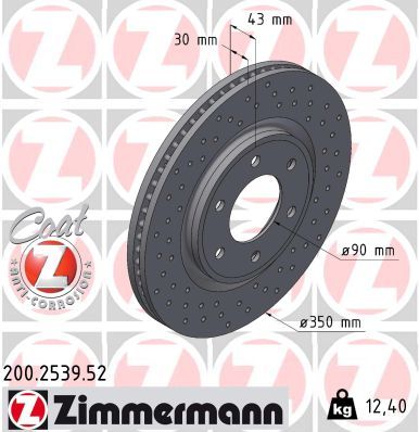 Тормозной диск ZIMMERMANN 200.2539.52