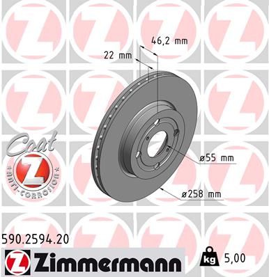 Тормозной диск ZIMMERMANN 590.2594.20