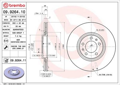 Тормозной диск BREMBO 09.9264.10