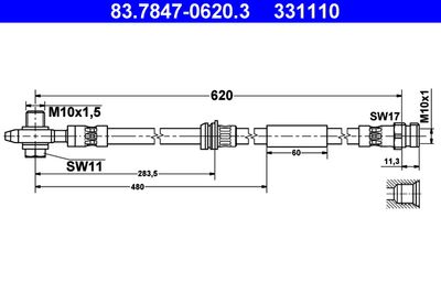 Bremžu šļūtene ATE 83.7847-0620.3