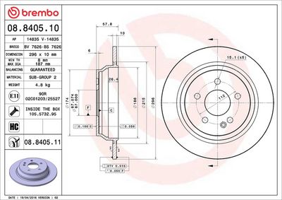 Тормозной диск BREMBO 08.8405.11