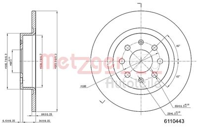 Тормозной диск METZGER 6110443