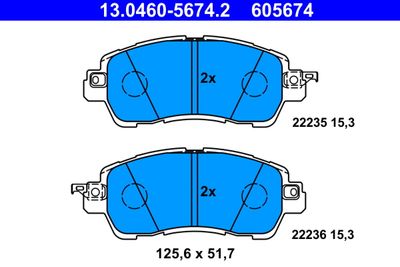Bremžu uzliku kompl., Disku bremzes ATE 13.0460-5674.2
