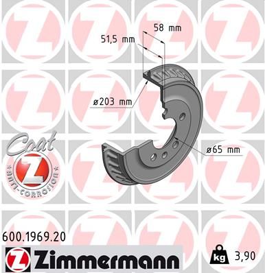 Bremžu trumulis ZIMMERMANN 600.1969.20