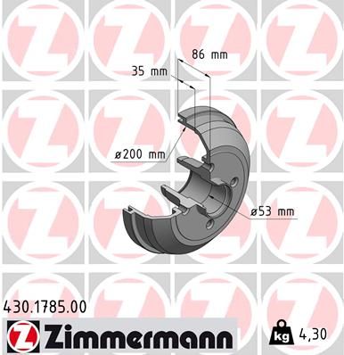 Тормозной барабан ZIMMERMANN 430.1785.00