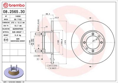 Тормозной диск BREMBO 08.2565.30