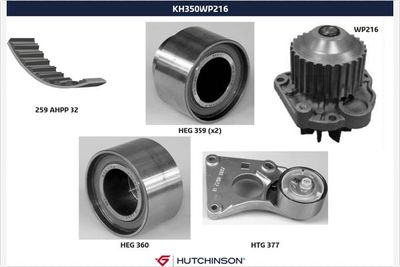 Ūdenssūknis + Zobsiksnas komplekts HUTCHINSON KH 350WP216