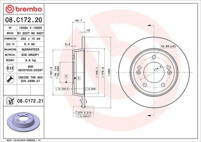 Тормозной диск BREMBO 08.C172.21