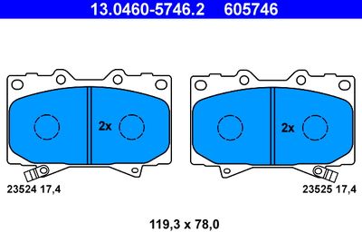 Bremžu uzliku kompl., Disku bremzes ATE 13.0460-5746.2