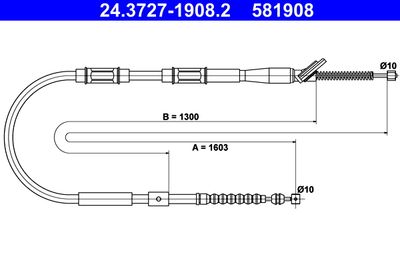 Тросик, cтояночный тормоз ATE 24.3727-1908.2