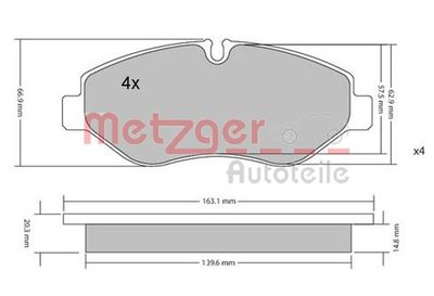 Bremžu uzliku kompl., Disku bremzes METZGER 1170040