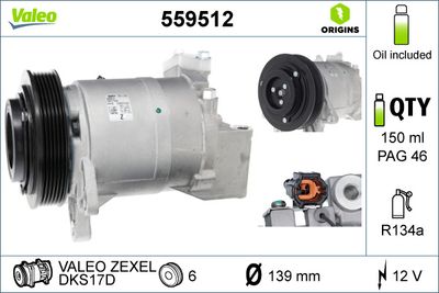 Компрессор, кондиционер VALEO 559512