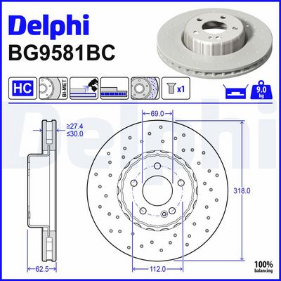 Bremžu diski DELPHI BG9581BC