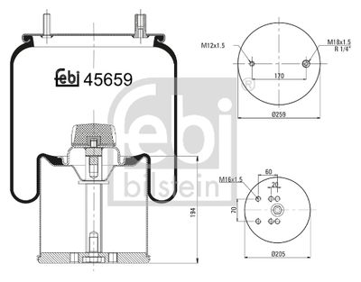Кожух пневматической рессоры FEBI BILSTEIN 45659