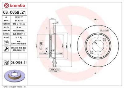 Bremžu diski BREMBO 08.C659.21