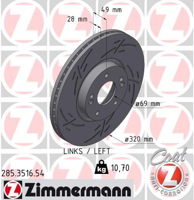 Bremžu diski ZIMMERMANN 285.3516.54