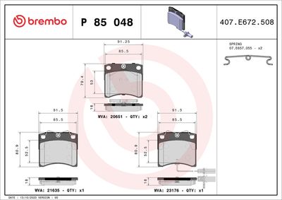 Bremžu uzliku kompl., Disku bremzes BREMBO P 85 048