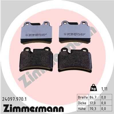 Bremžu uzliku kompl., Disku bremzes ZIMMERMANN 24097.970.1