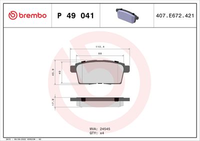 Bremžu uzliku kompl., Disku bremzes BREMBO P 49 041