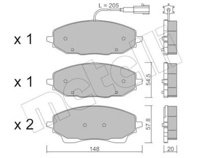 Bremžu uzliku kompl., Disku bremzes METELLI 22-1378-0