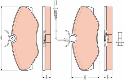 Bremžu uzliku kompl., Disku bremzes TRW GDB1760