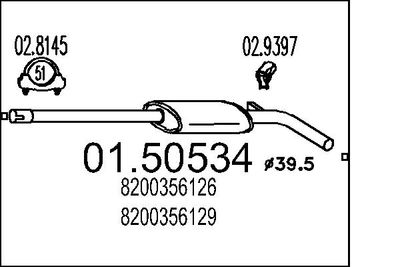 Vidējais izpl. gāzu trokšņa slāpētājs MTS 01.50534