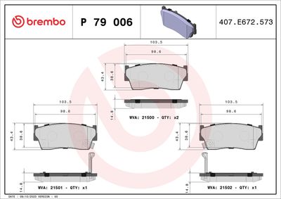 Bremžu uzliku kompl., Disku bremzes BREMBO P 79 006