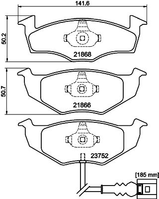 HELLA PAGID 8DB355009801 Bremžu uzliku kompl