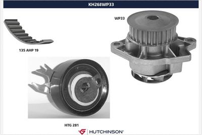 Ūdenssūknis + Zobsiksnas komplekts HUTCHINSON KH 268WP33