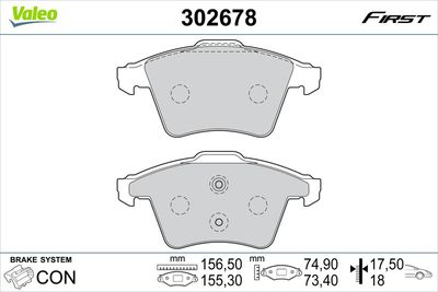 Bremžu uzliku kompl., Disku bremzes VALEO 302678