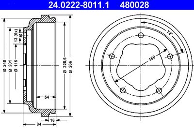 Bremžu trumulis ATE 24.0222-8011.1