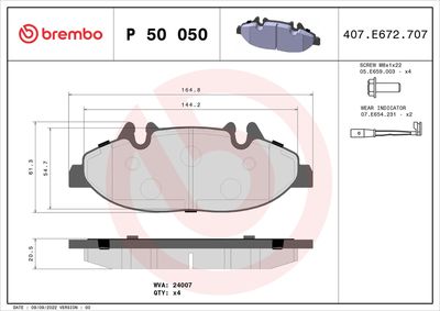 Bremžu uzliku kompl., Disku bremzes BREMBO P 50 050