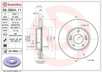 Тормозной диск BREMBO 09.D624.11