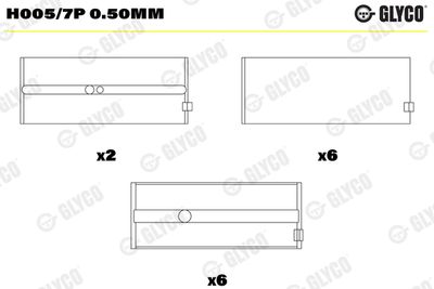 Подшипник коленвала GLYCO H005/7P 0.50MM