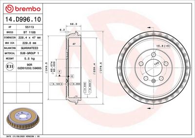 BREMBO 14D99610 Bremžu trumulis
