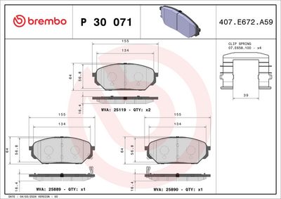 Bremžu uzliku kompl., Disku bremzes BREMBO P 30 071