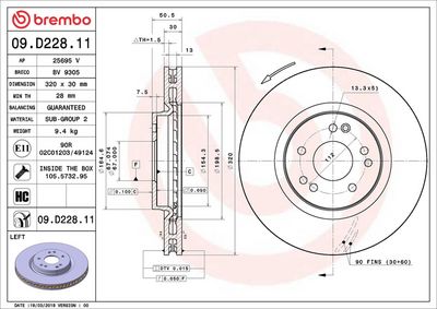 Тормозной диск BREMBO 09.D228.11