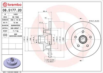 Тормозной диск BREMBO 08.5177.20