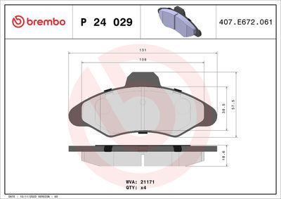 Bremžu uzliku kompl., Disku bremzes BREMBO P 24 029