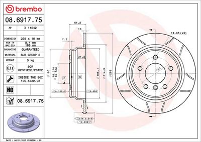 Bremžu diski BREMBO 08.6917.75