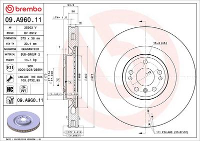 Bremžu diski BREMBO 09.A960.11