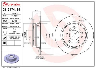 Тормозной диск BREMBO 08.5174.34