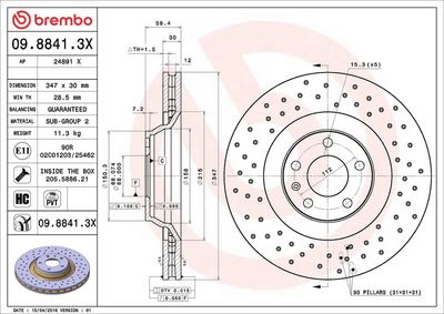 Тормозной диск BREMBO 09.8841.3X