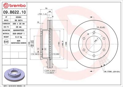 Тормозной диск BREMBO 09.B622.10
