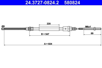 Тросик, cтояночный тормоз ATE 24.3727-0824.2
