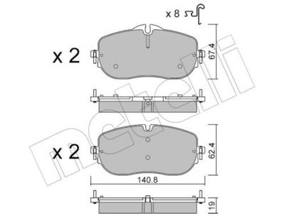 Bremžu uzliku kompl., Disku bremzes METELLI 22-1355-0