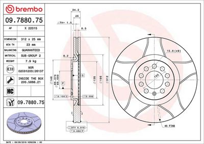 Тормозной диск BREMBO 09.7880.75
